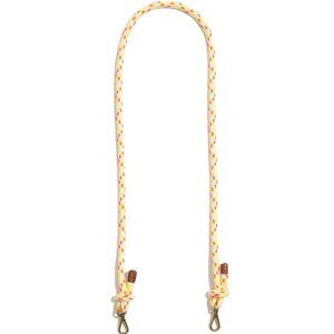 Madewell crossbody bag strap in white with bright yellow and orange pattern